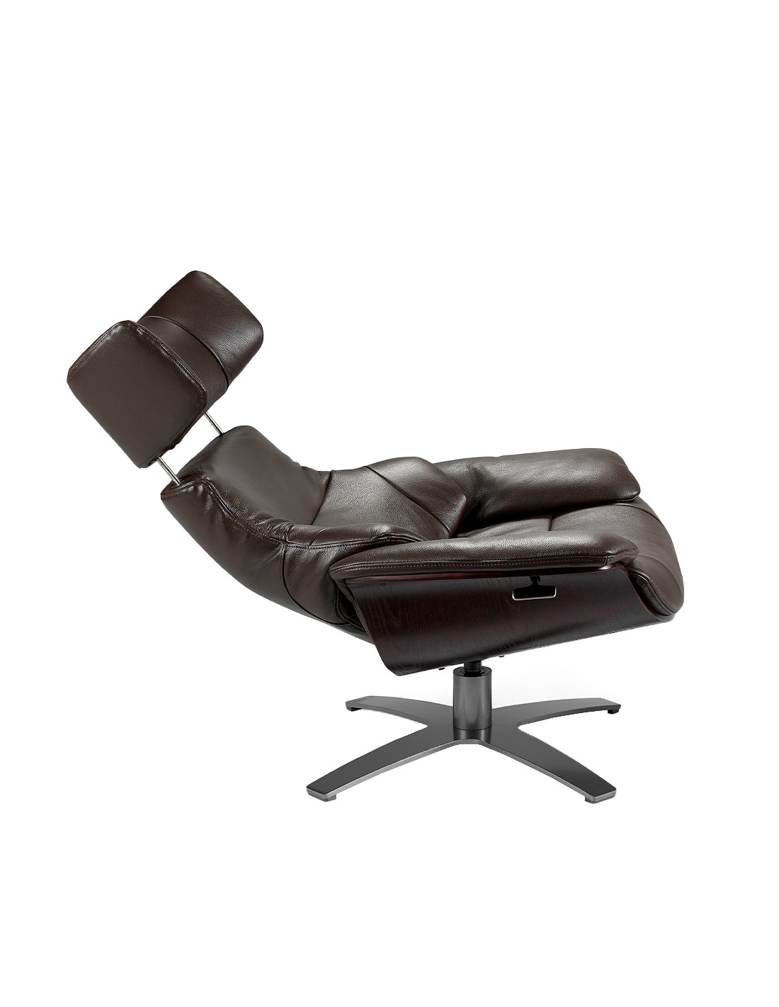 Sillón giratorio reclinable piel marrón chocolate