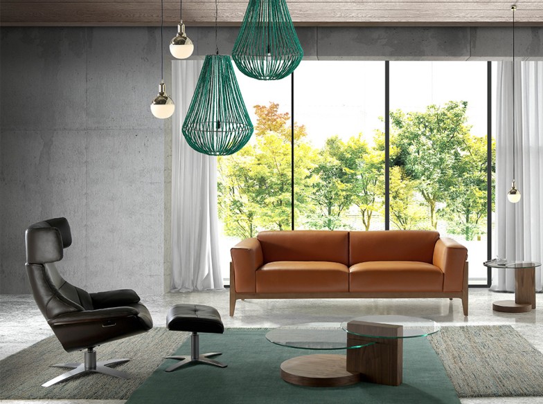 Sillón giratorio reclinable piel marrón chocolate