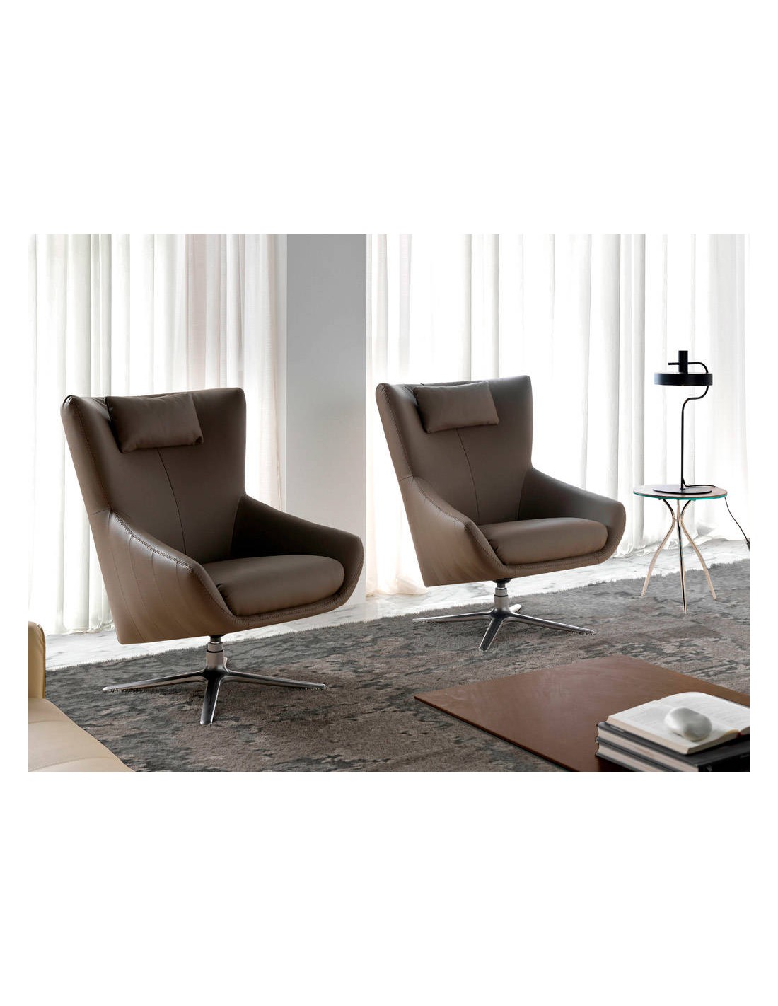 Sillón giratorio polipiel visón