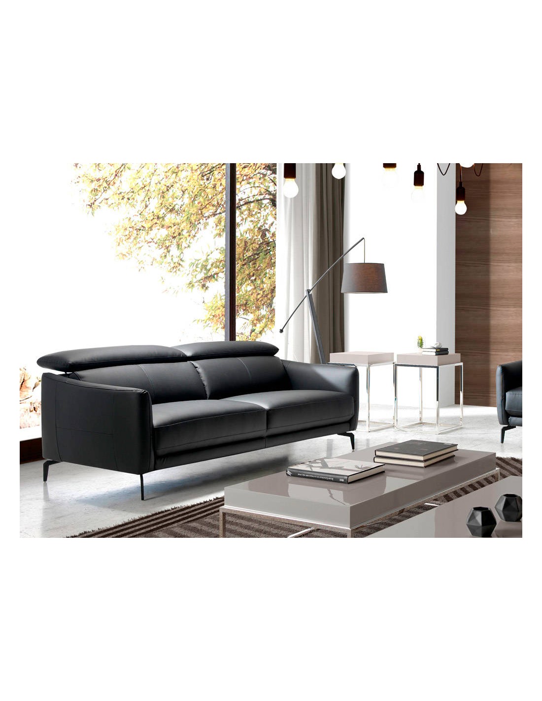 Sofá 3 plazas piel negro