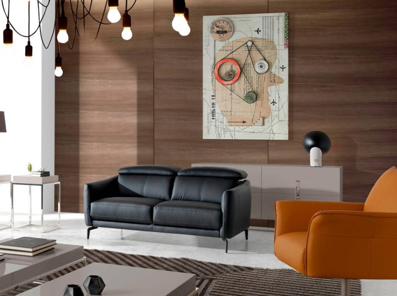 Sofá 2 plazas piel negro