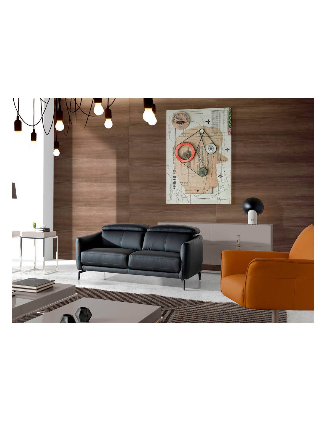 Sofá 2 plazas piel negro