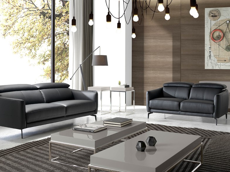 Sofá 2 plazas piel negro