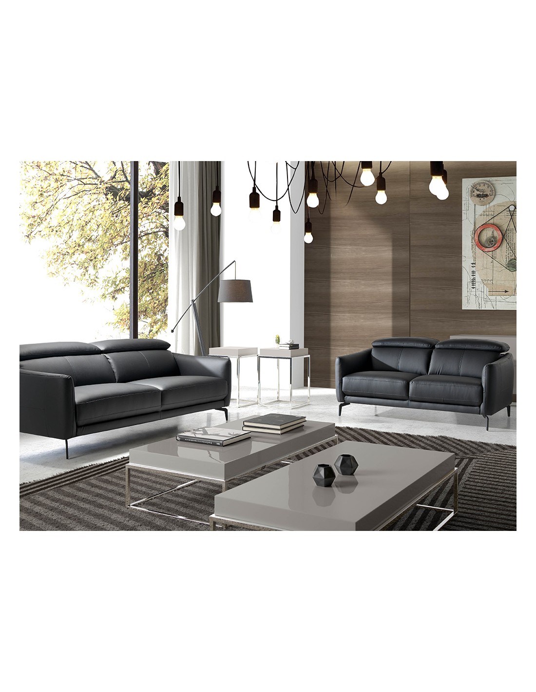 Sofá 2 plazas piel negro