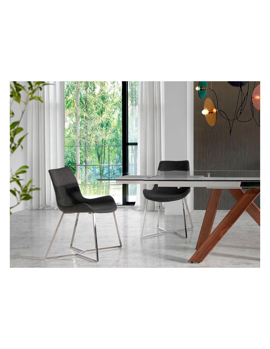 Silla tela gris oscuro