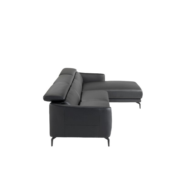 Sofá chaise longue derecha piel negro