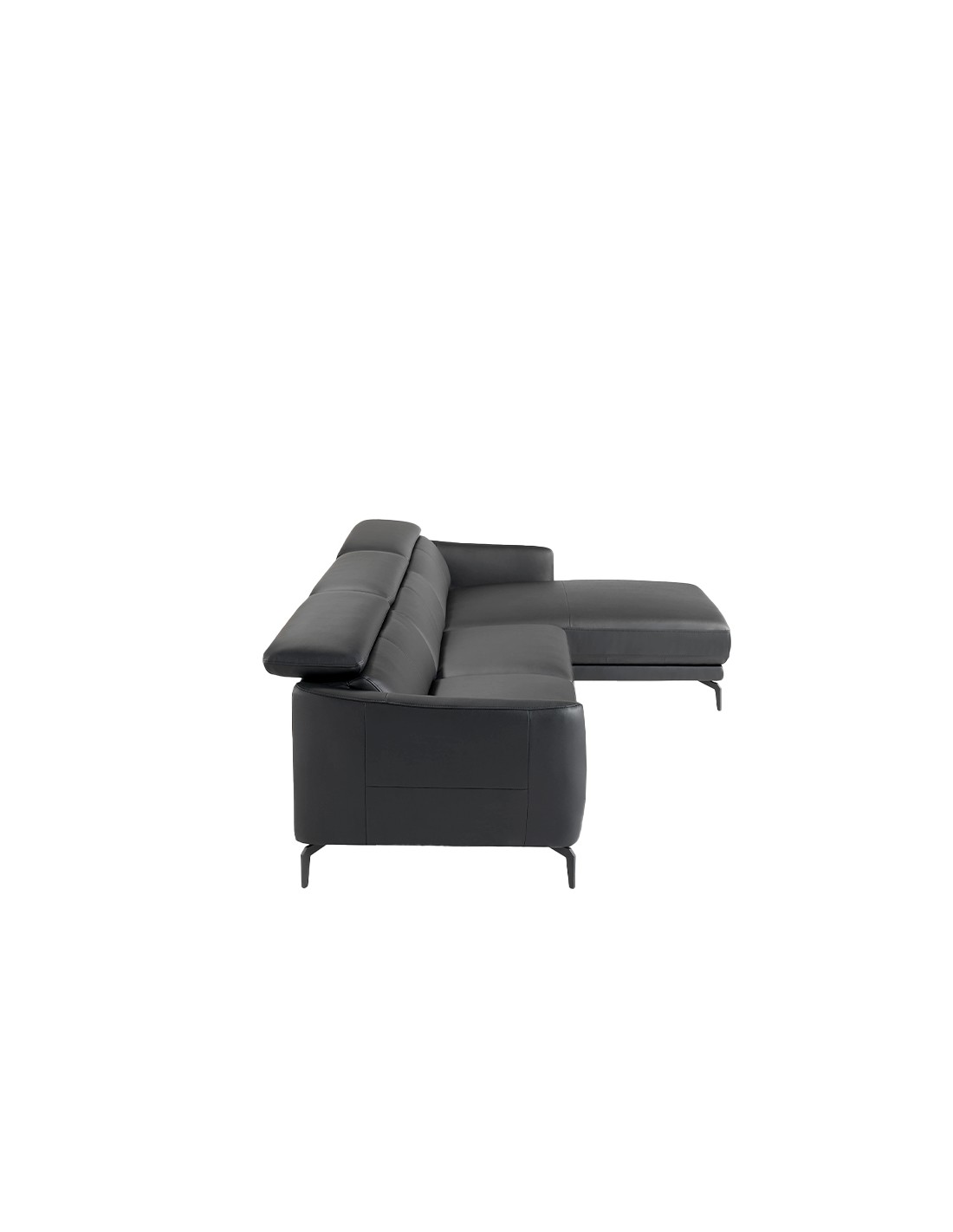 Sofá chaise longue derecha piel negro