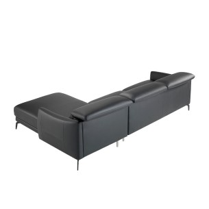 Sofá chaise longue derecha piel negro 2