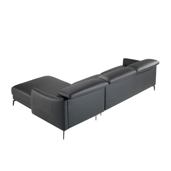 Sofá chaise longue derecha piel negro
