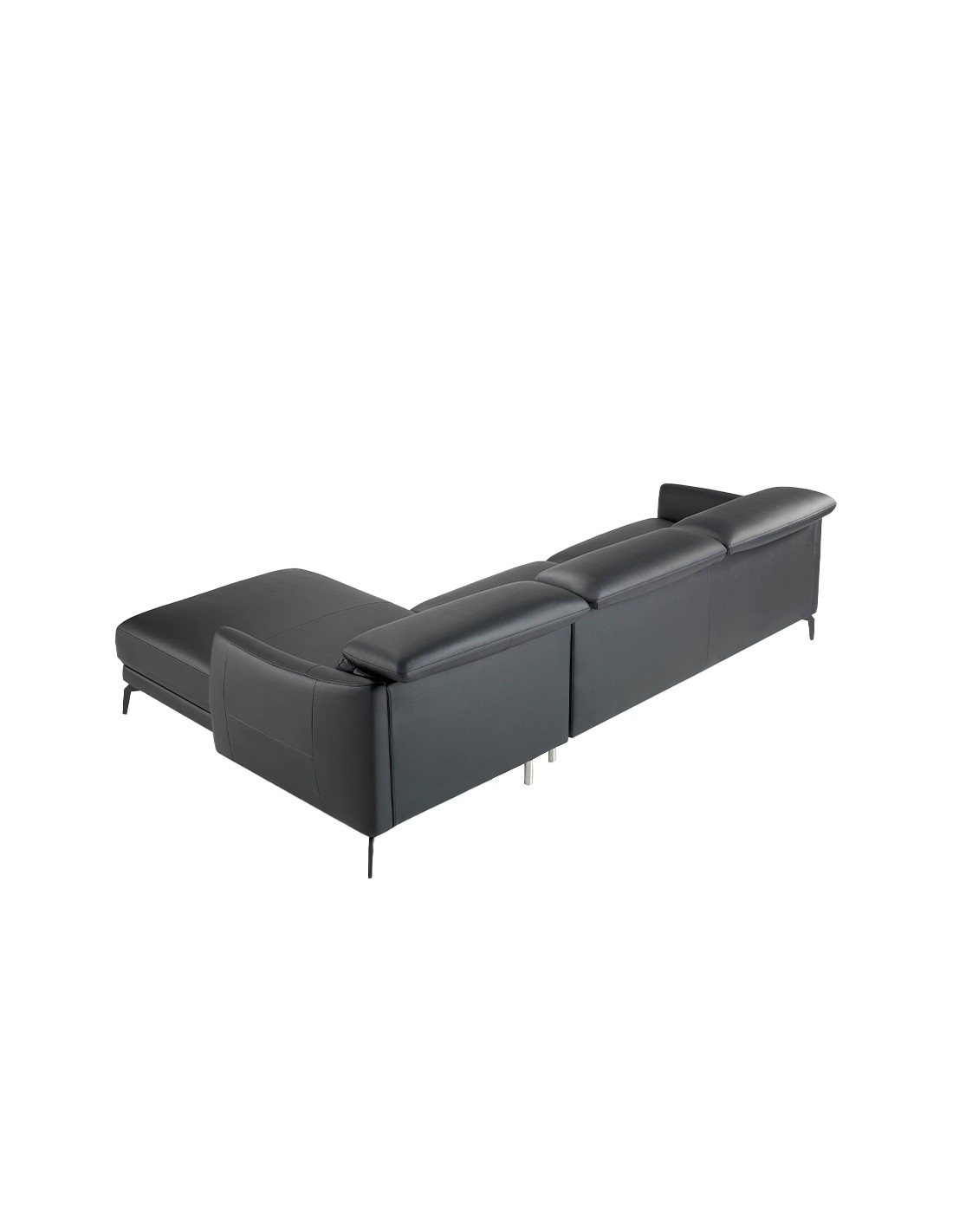 Sofá chaise longue derecha piel negro