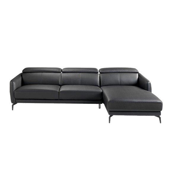 Sofá chaise longue derecha piel negro