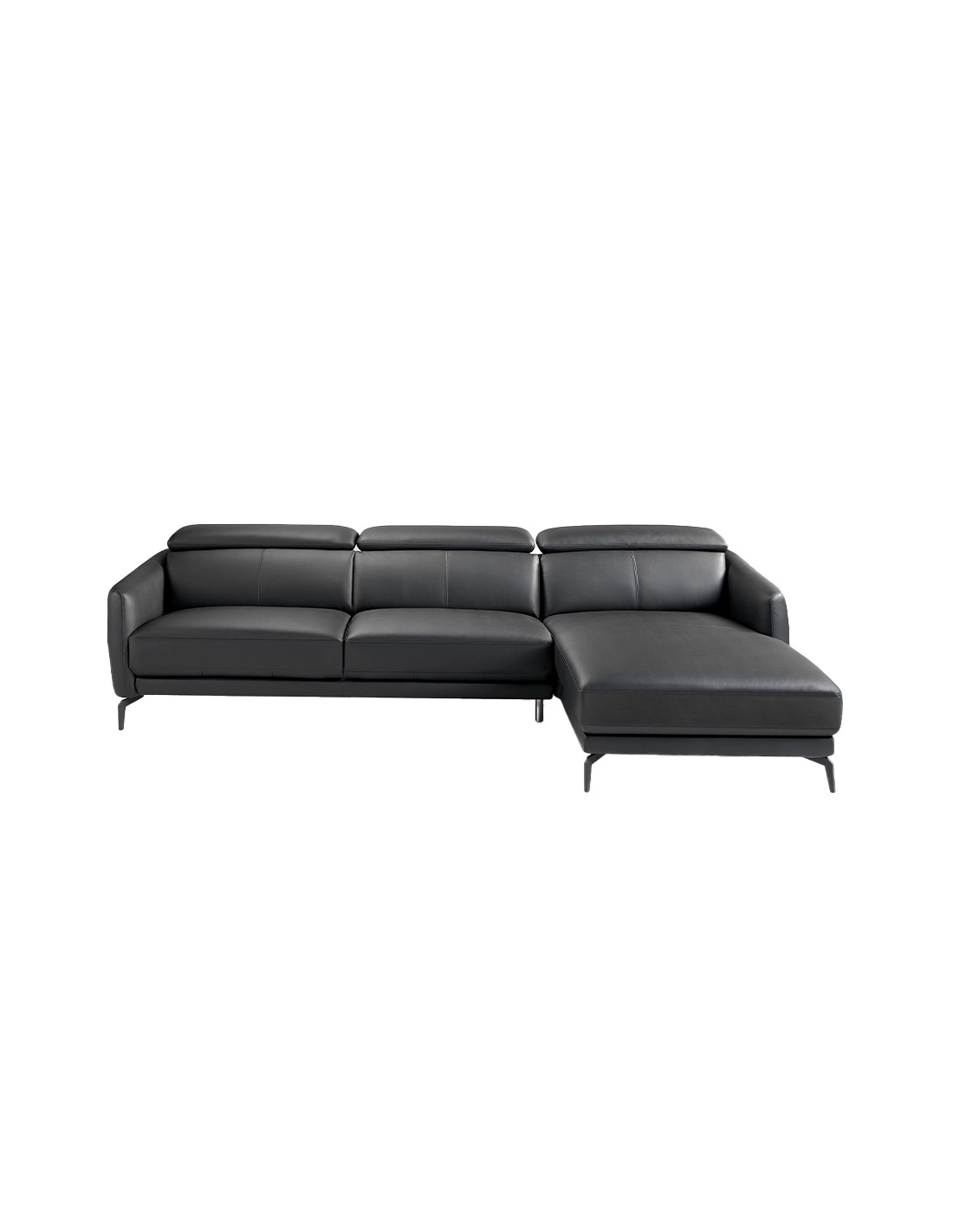 Sofá chaise longue derecha piel negro