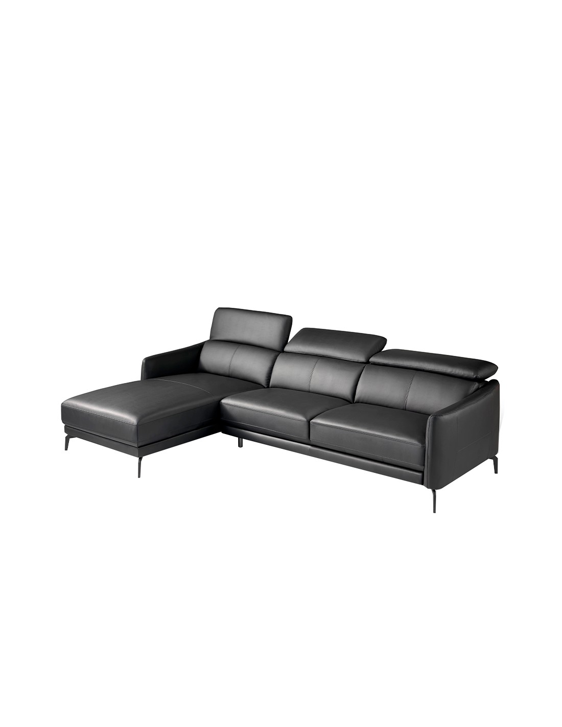 Sofá chaise longue izquierda piel negro
