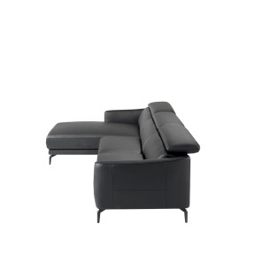Sofá chaise longue izquierda piel negro 2