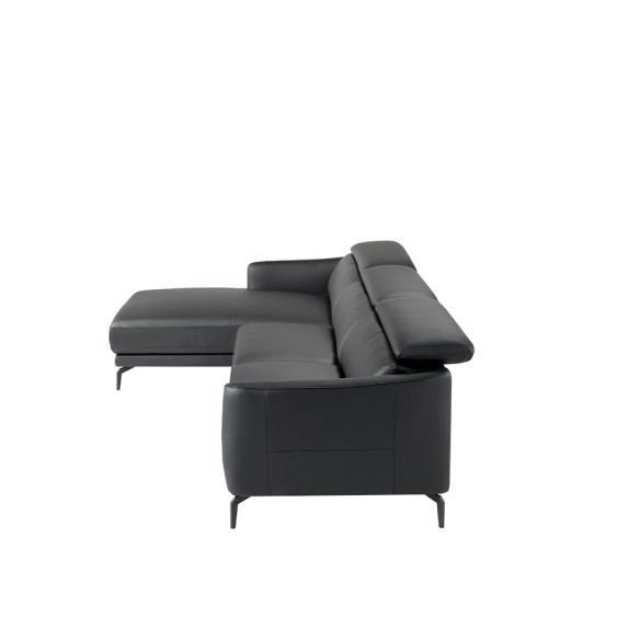 Sofá chaise longue izquierda piel negro