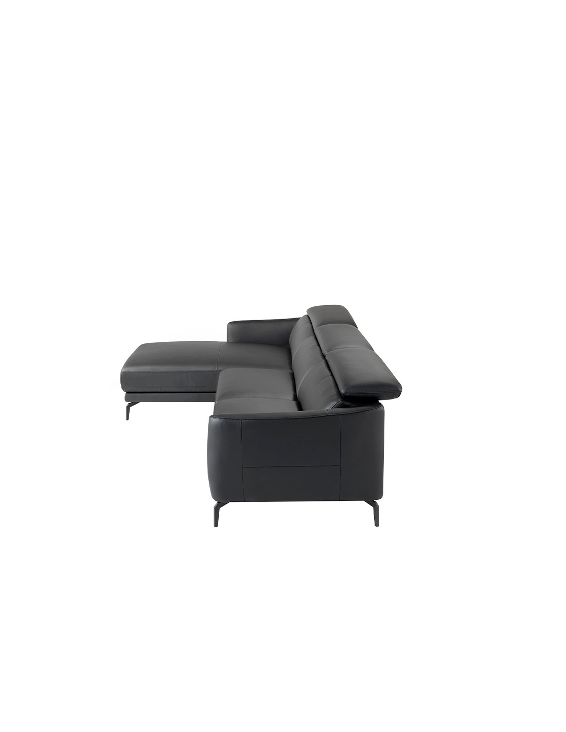 Sofá chaise longue izquierda piel negro