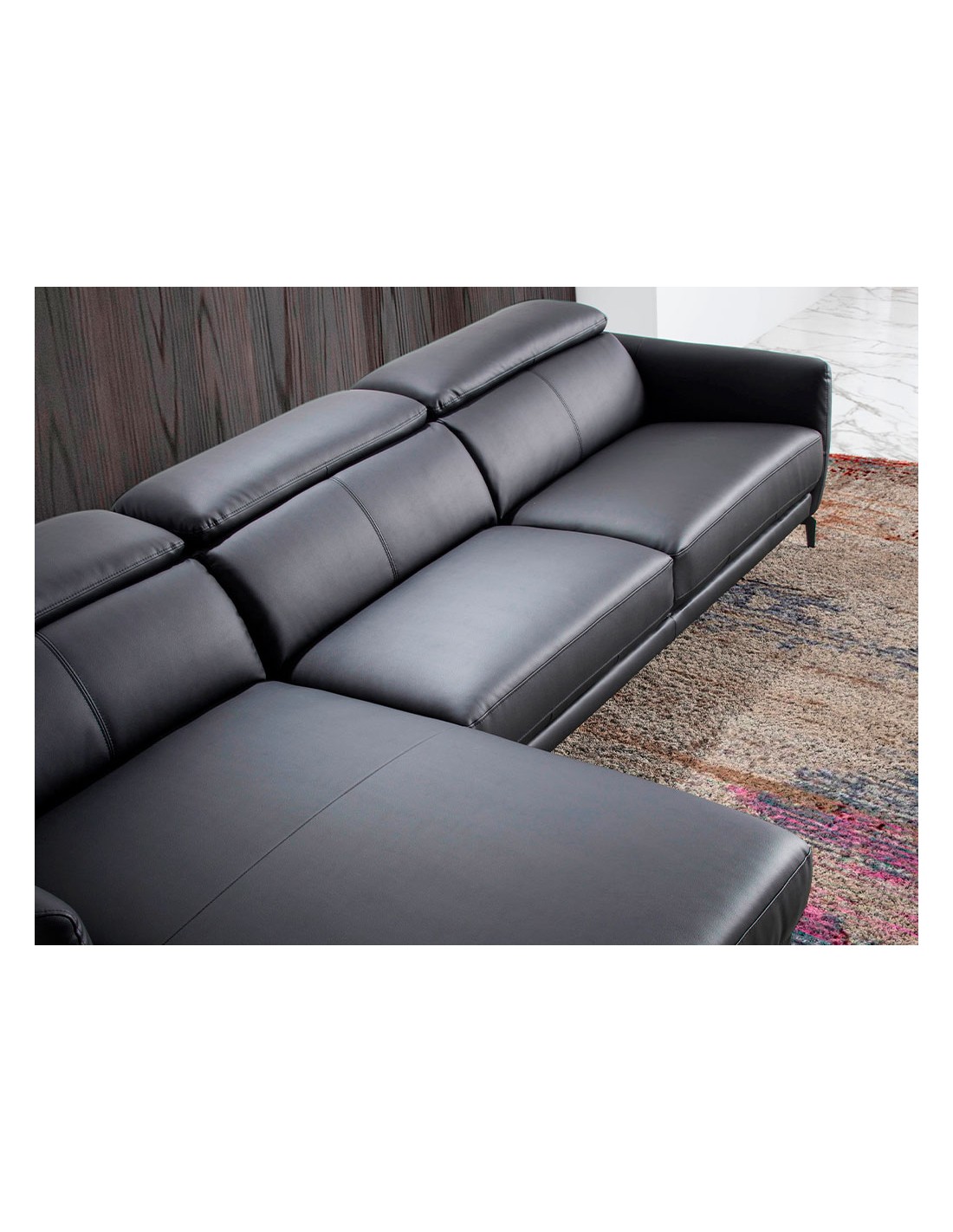 Sofá chaise longue izquierda piel negro