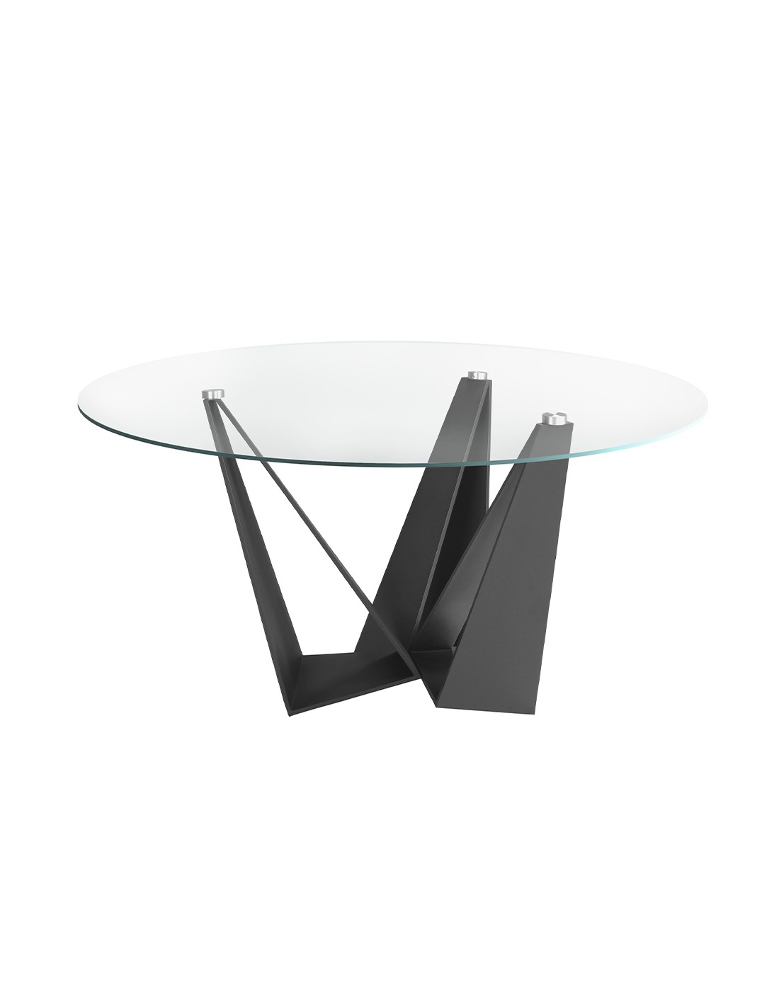 Mesa comedor redonda cristal templado y acero...