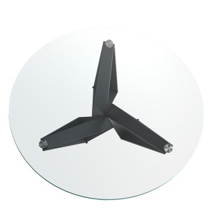 Mesa comedor redonda cristal templado y acero negro 2