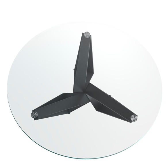 Mesa comedor redonda cristal templado y acero negro