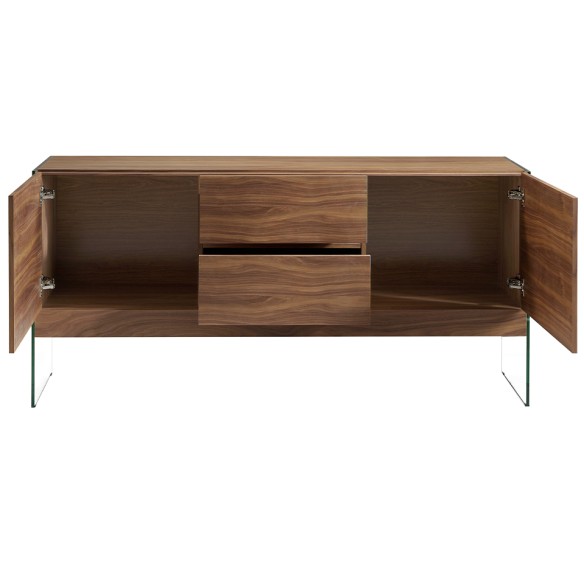 Aparador nogal y cristal templado