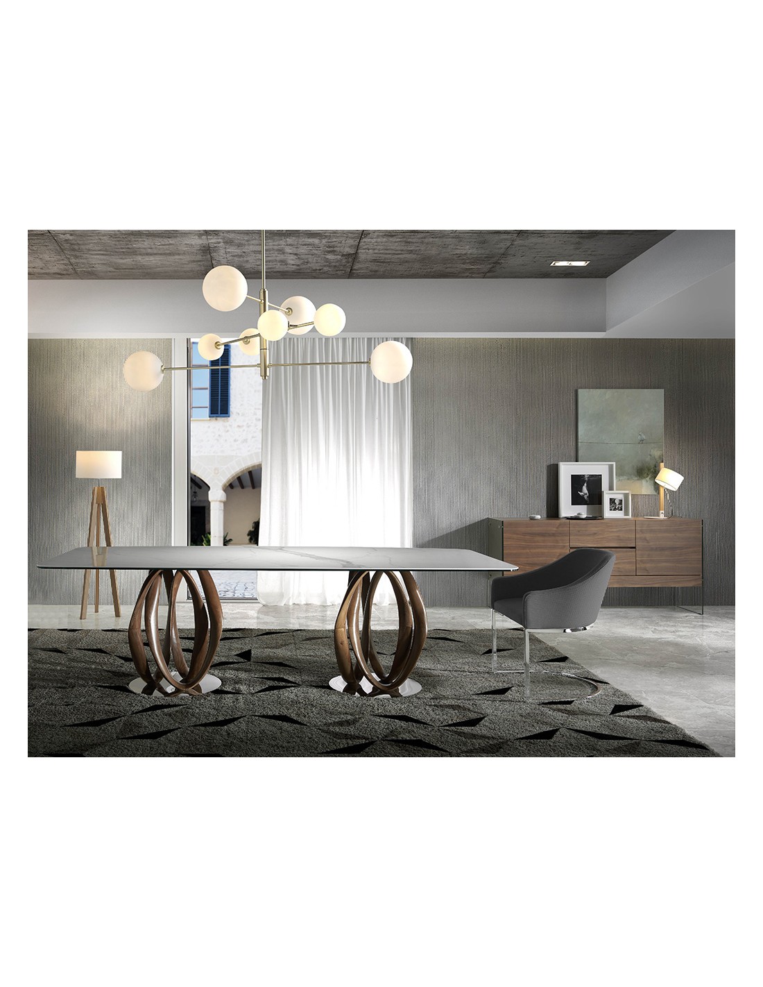 Aparador nogal y cristal templado