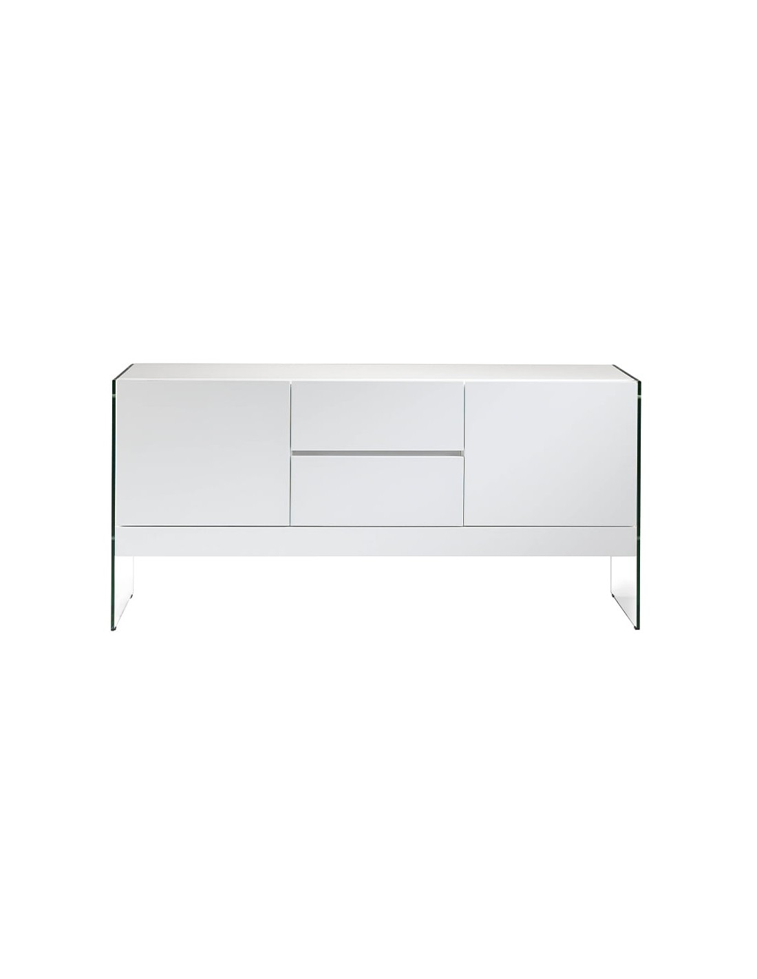 Aparador madera blanco y cristal templado