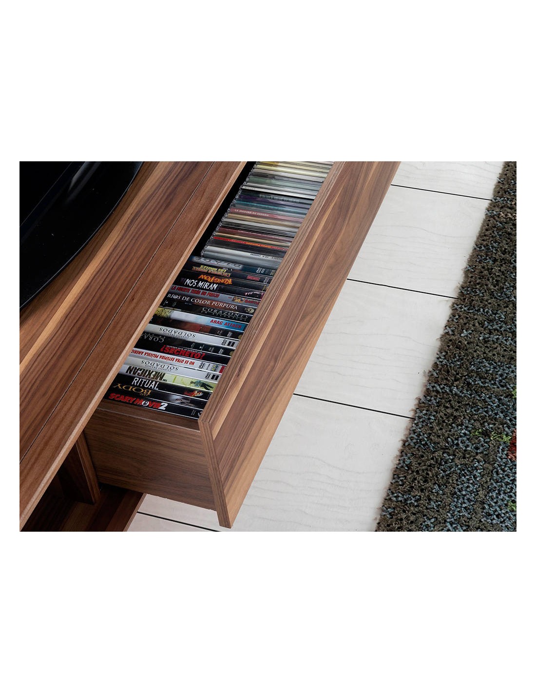 Mueble TV nogal y acero cromado