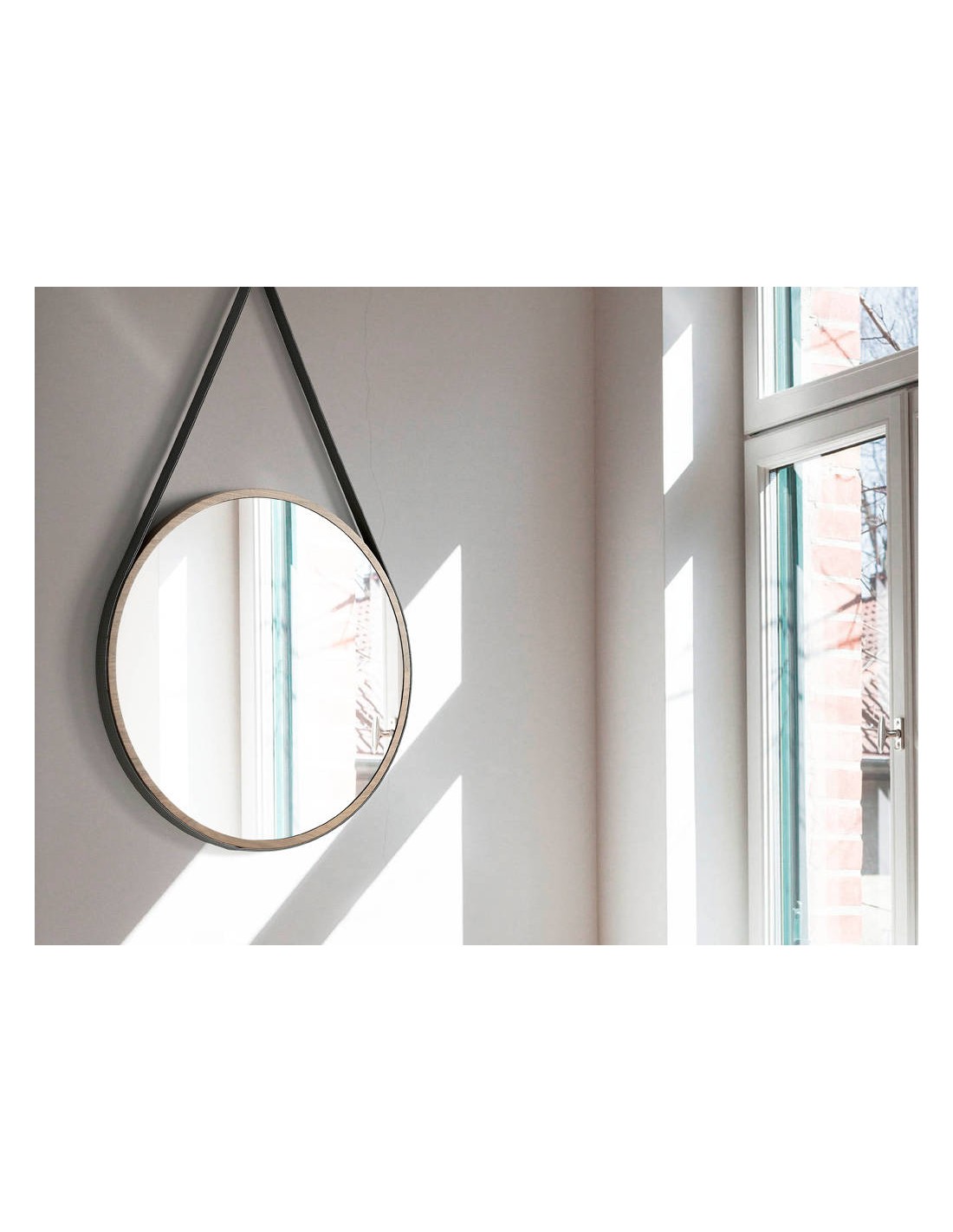 Espejo pared redondo nogal