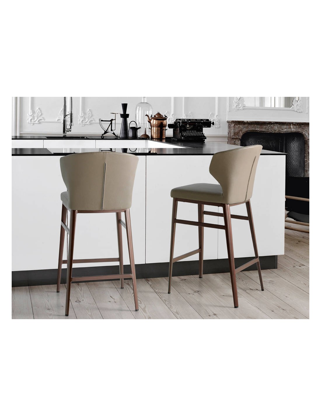 Taburete polipiel visón oscuro