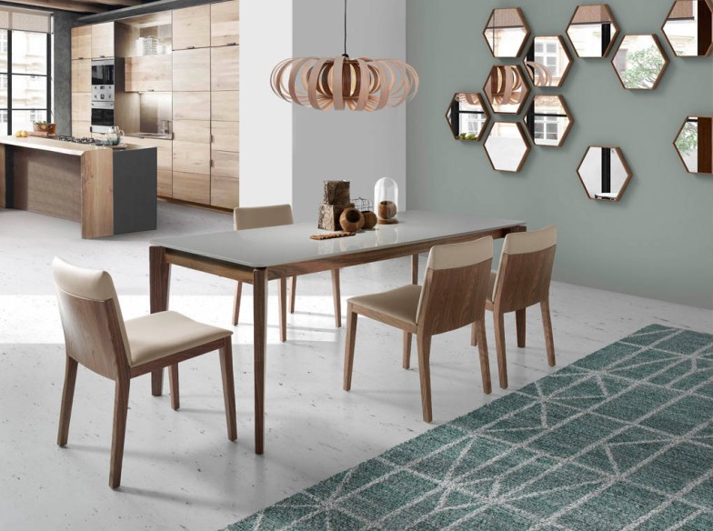 Espejo pared hexagonal nogal