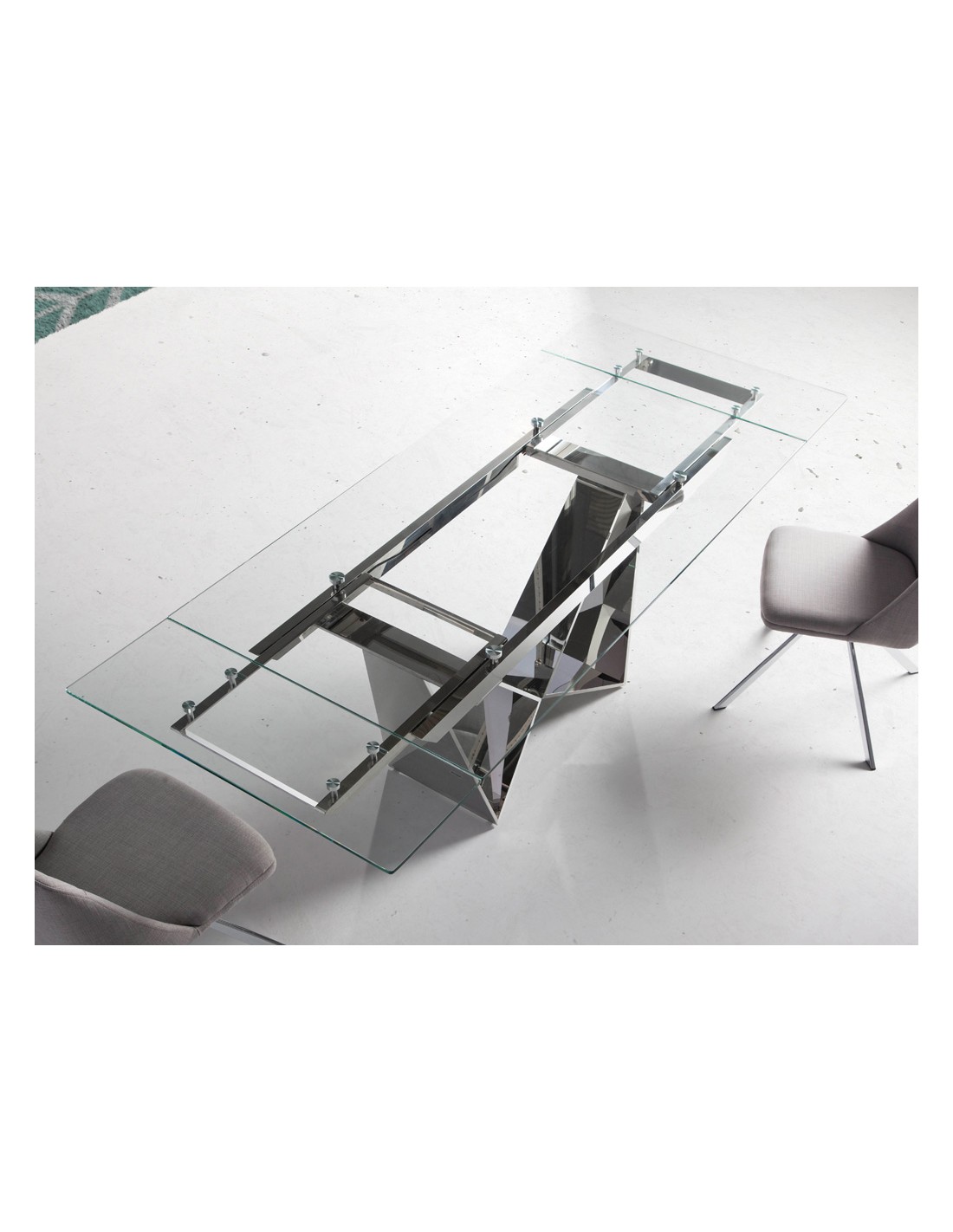 Mesa comedor extensible rectangular cristal...