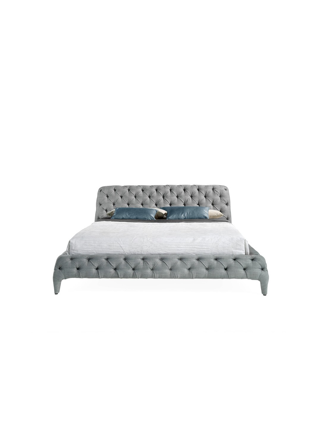 Cama capitoné tela color gris