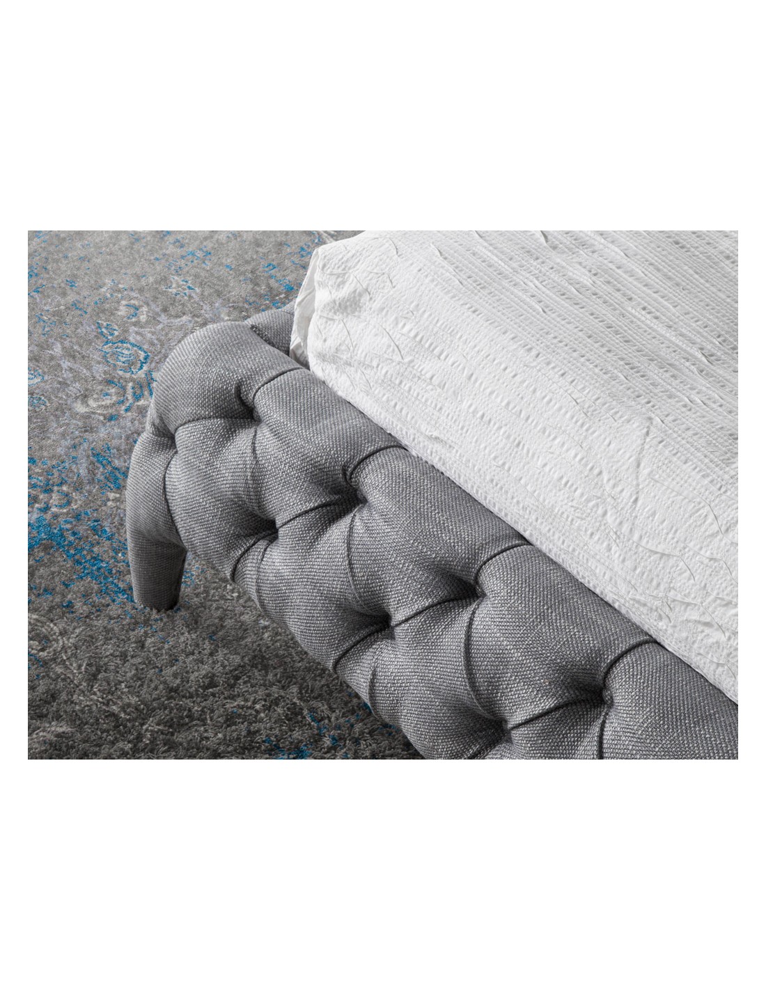 Cama capitoné tela color gris