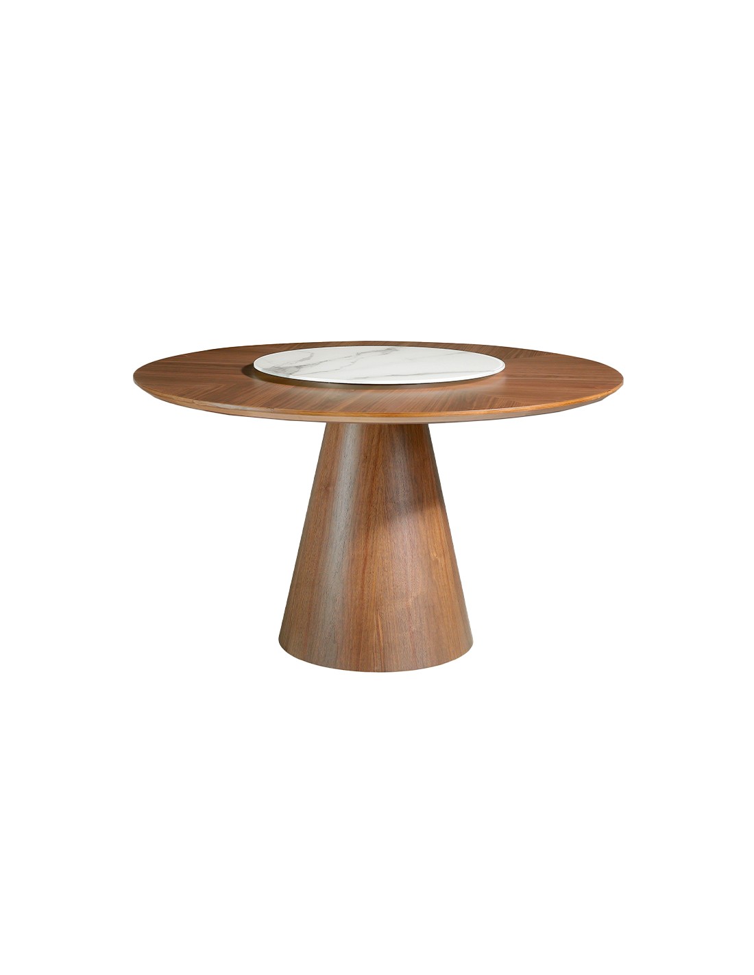 Mesa comedor redonda giratoria nogal