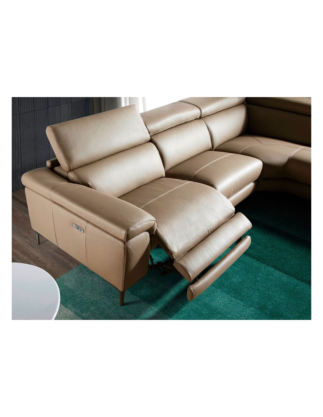 Sofá chaise longue relax derecha piel visón