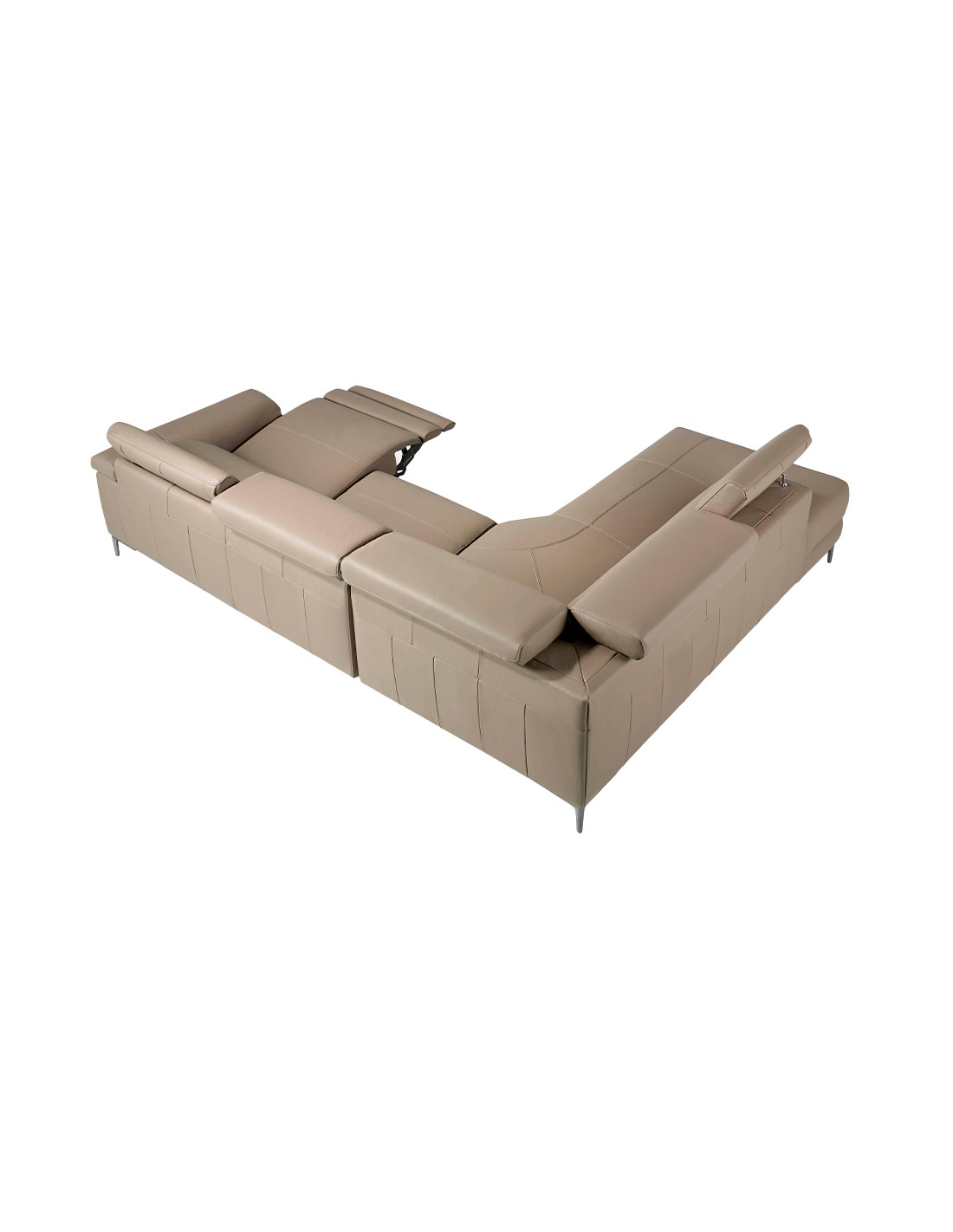 Sofá chaise longue relax derecha piel visón