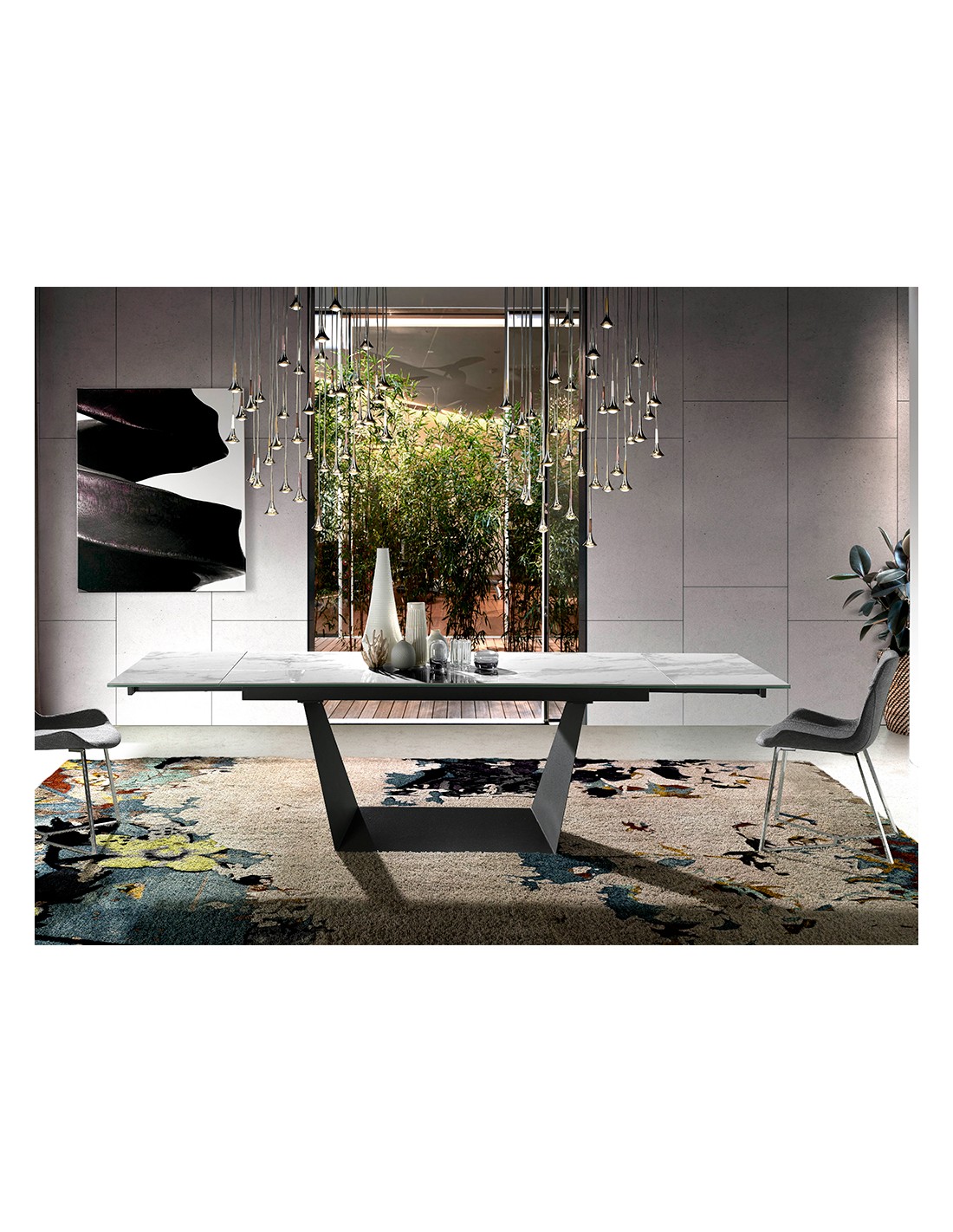 Mesa comedor extensible rectangular mármol...