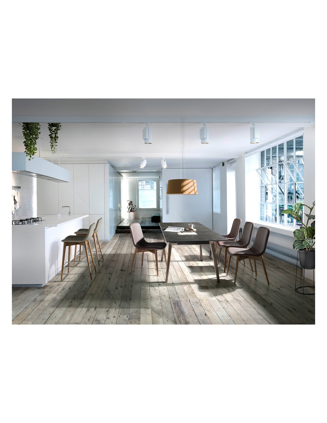 Mesa comedor extensible rectangular mármol...