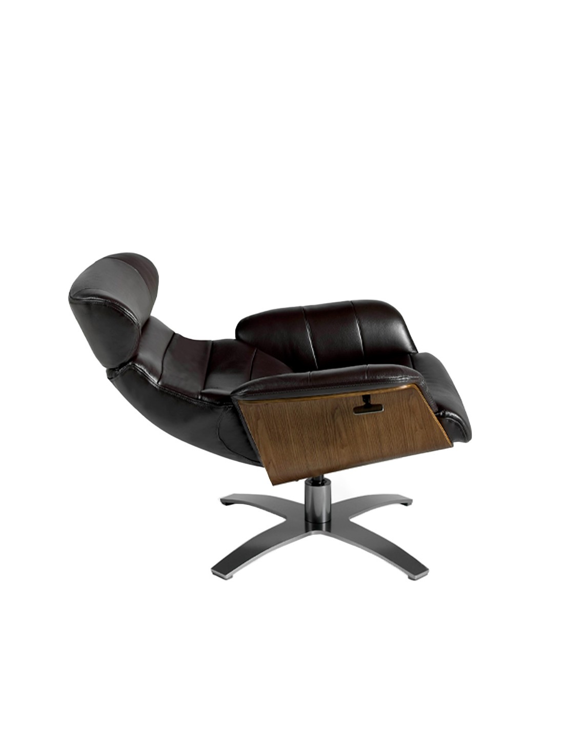 Sillón giratorio reclinable piel marrón chocolate