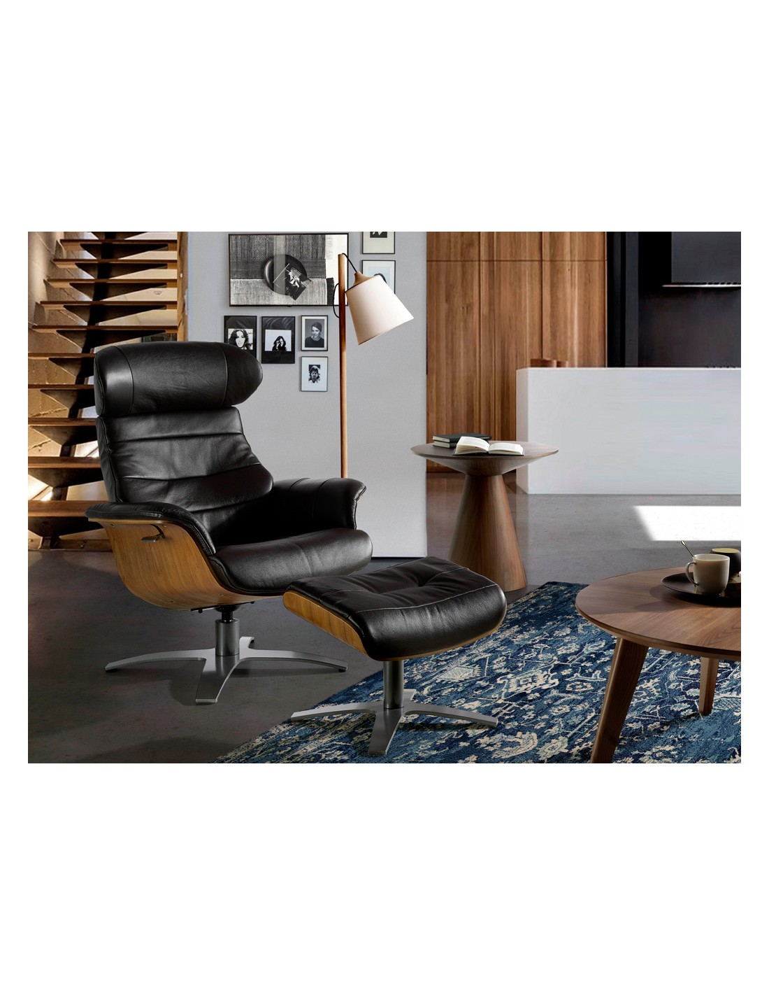 Sillón giratorio reclinable piel marrón chocolate