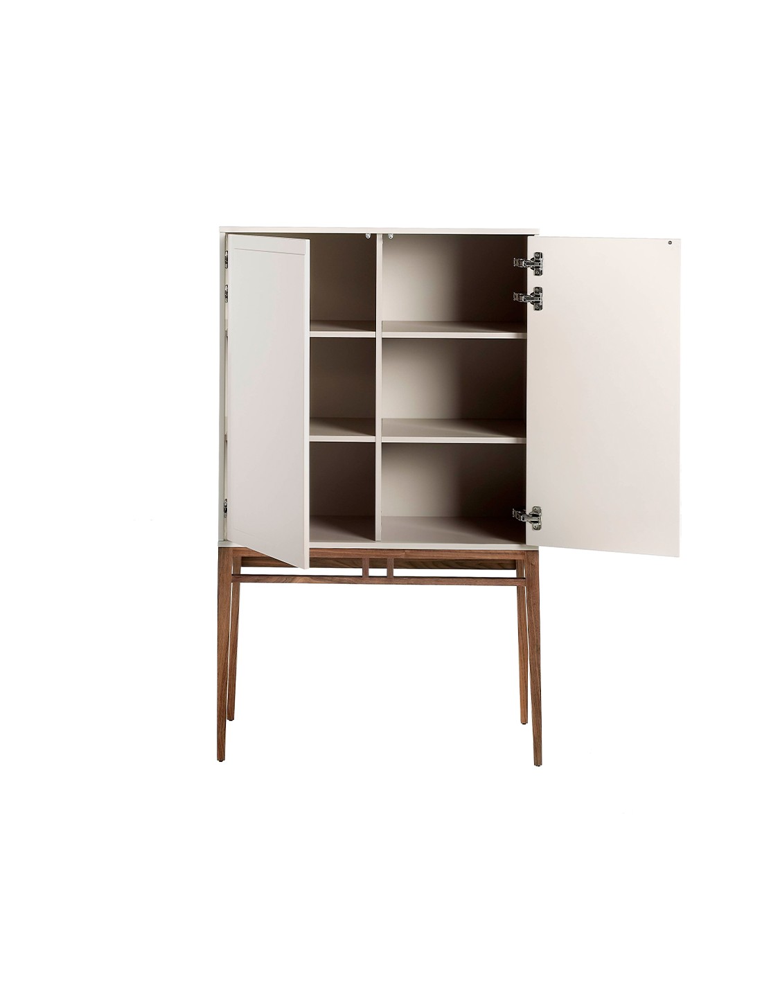 Aparador alto madera beige y nogal