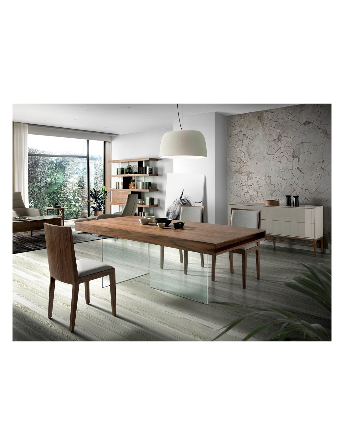 Aparador madera beige y nogal