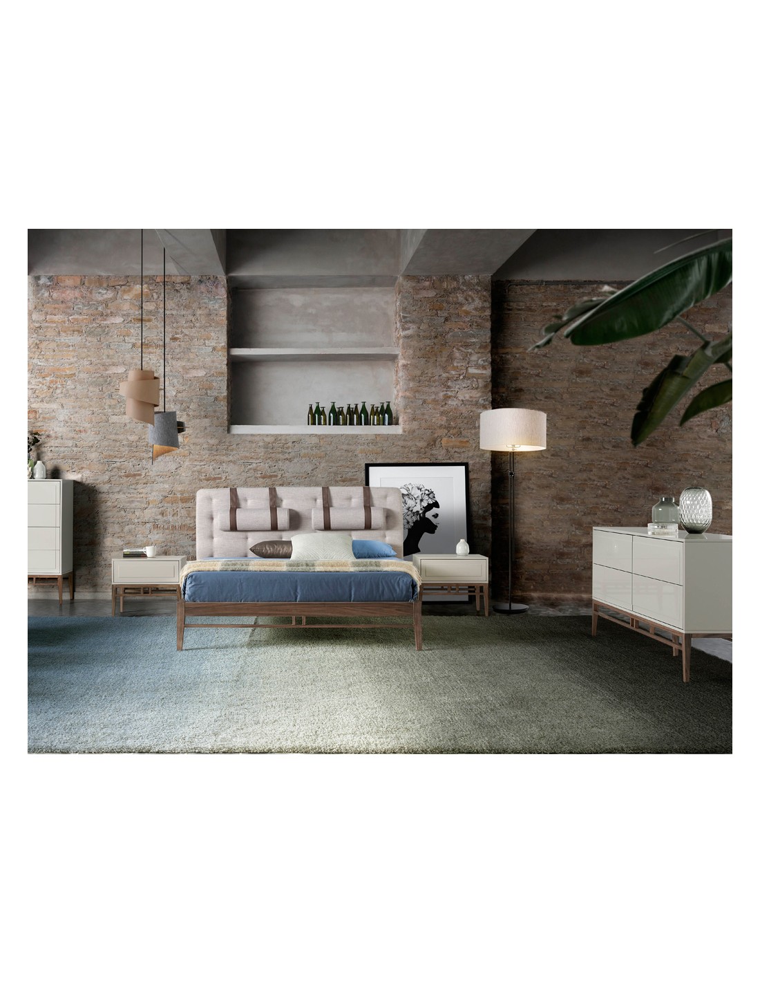 Aparador madera beige y nogal