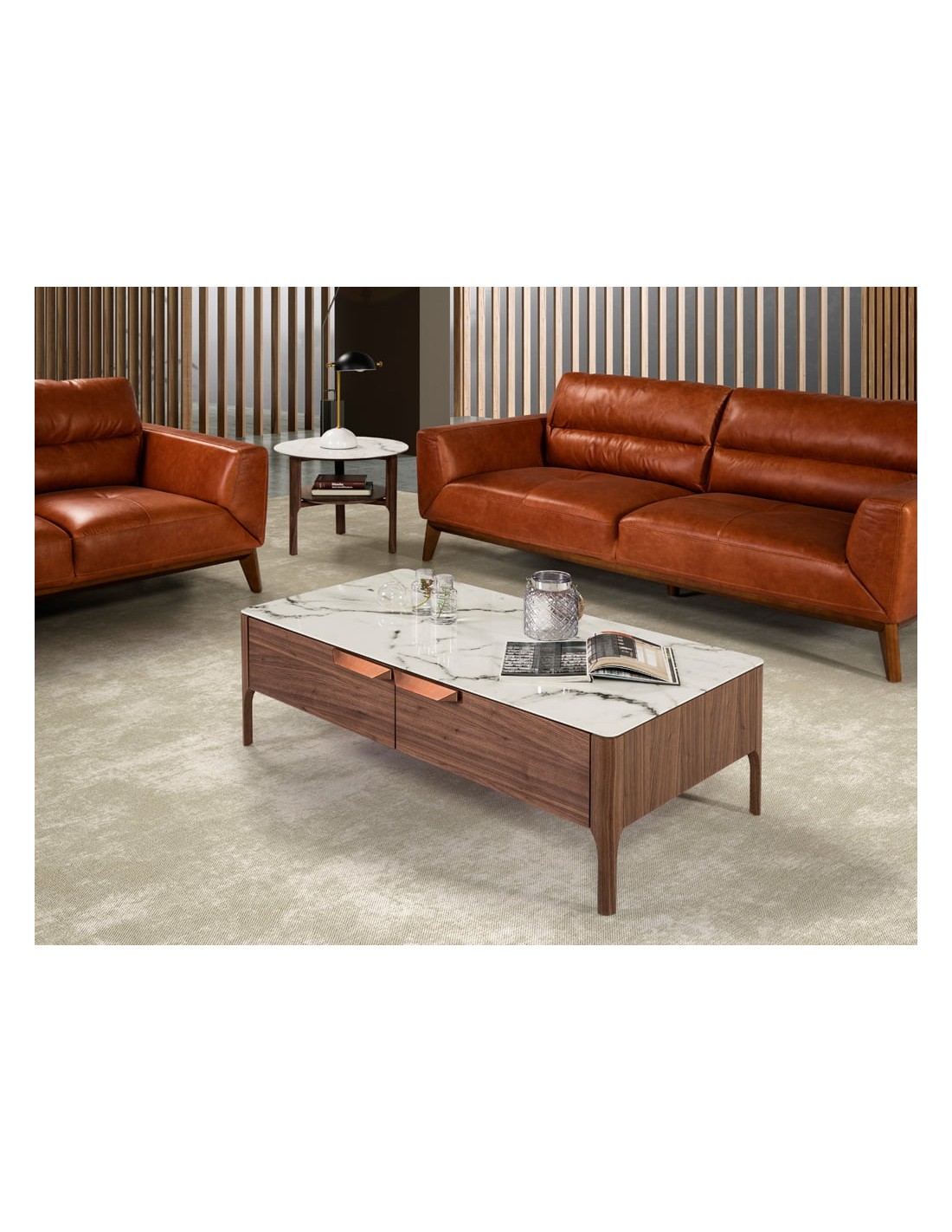 Mesa centro rectangular cristal imitación...