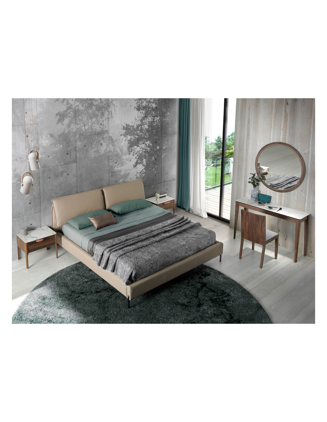 Mesita de noche nogal con tapa de cristal...