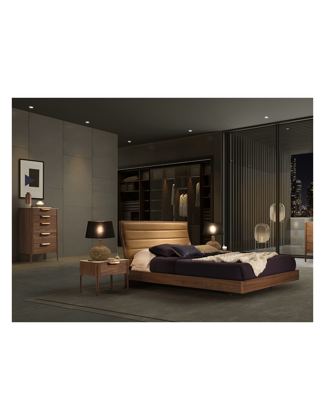 Chifonier nogal con tapa de cristal imitación...