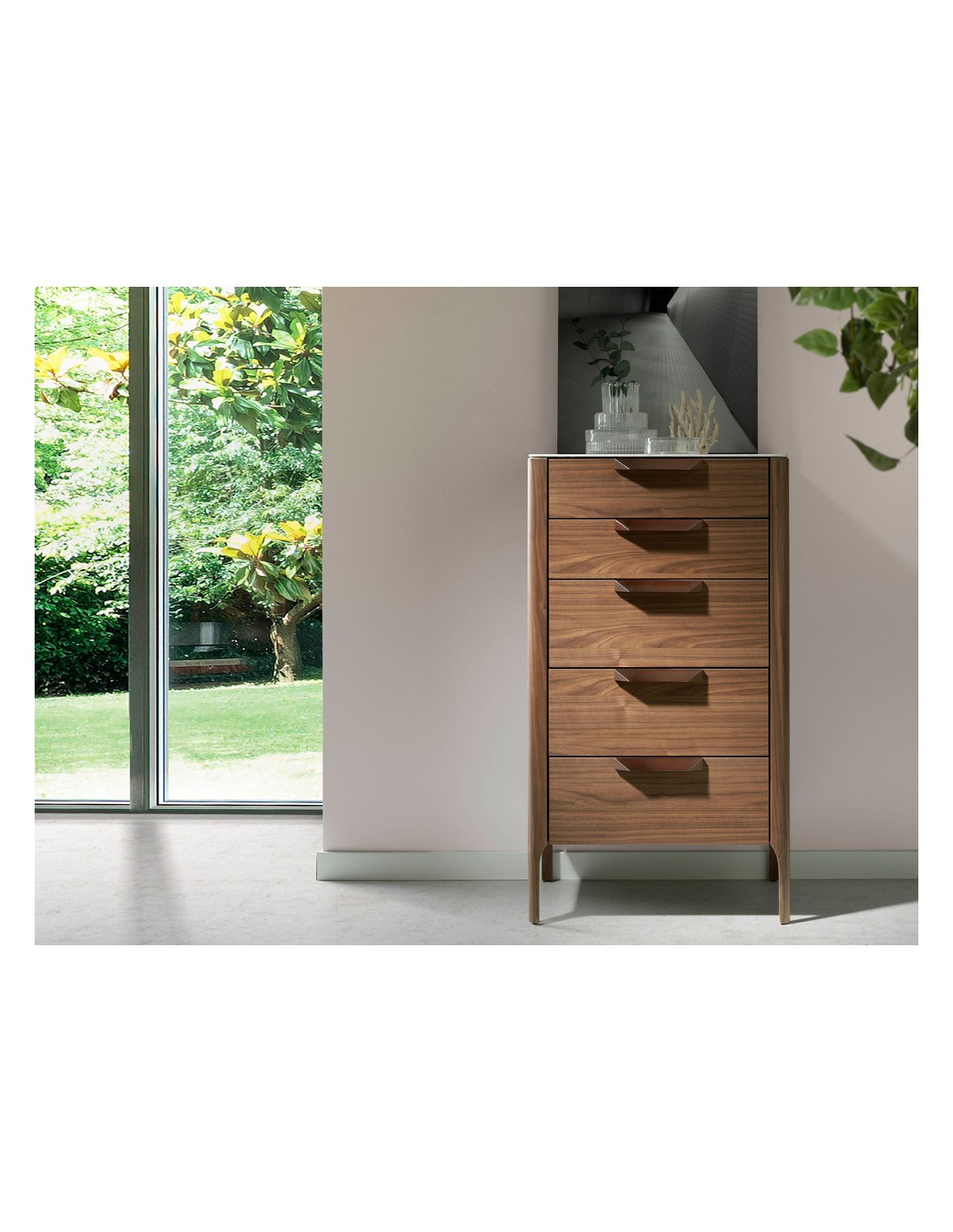 Chifonier nogal con tapa de cristal imitación...