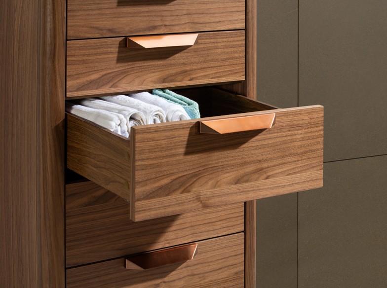 Chifonier nogal con tapa de cristal imitación mármol