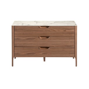 Cómoda nogal con tapa de cristal imitación mármol 2